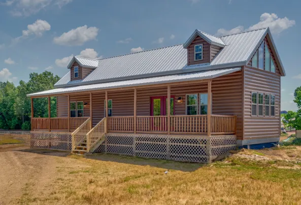 The Laramie modular home with wood siding